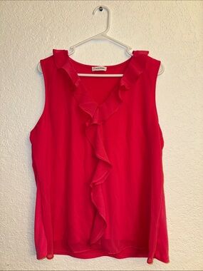 Calvin Klein Women's Hot Pink Ruffle V-Neck Sleeveless Camisole